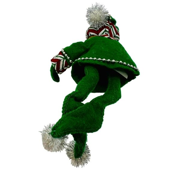 Annalee Green Red Elf Christmas Pair 2008 Silver Trim Open Eyes Mouth 7 inch - Picture 11 of 13